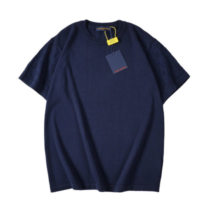 260616 High-quality new lace-patterned jacquard knitted T-shirt