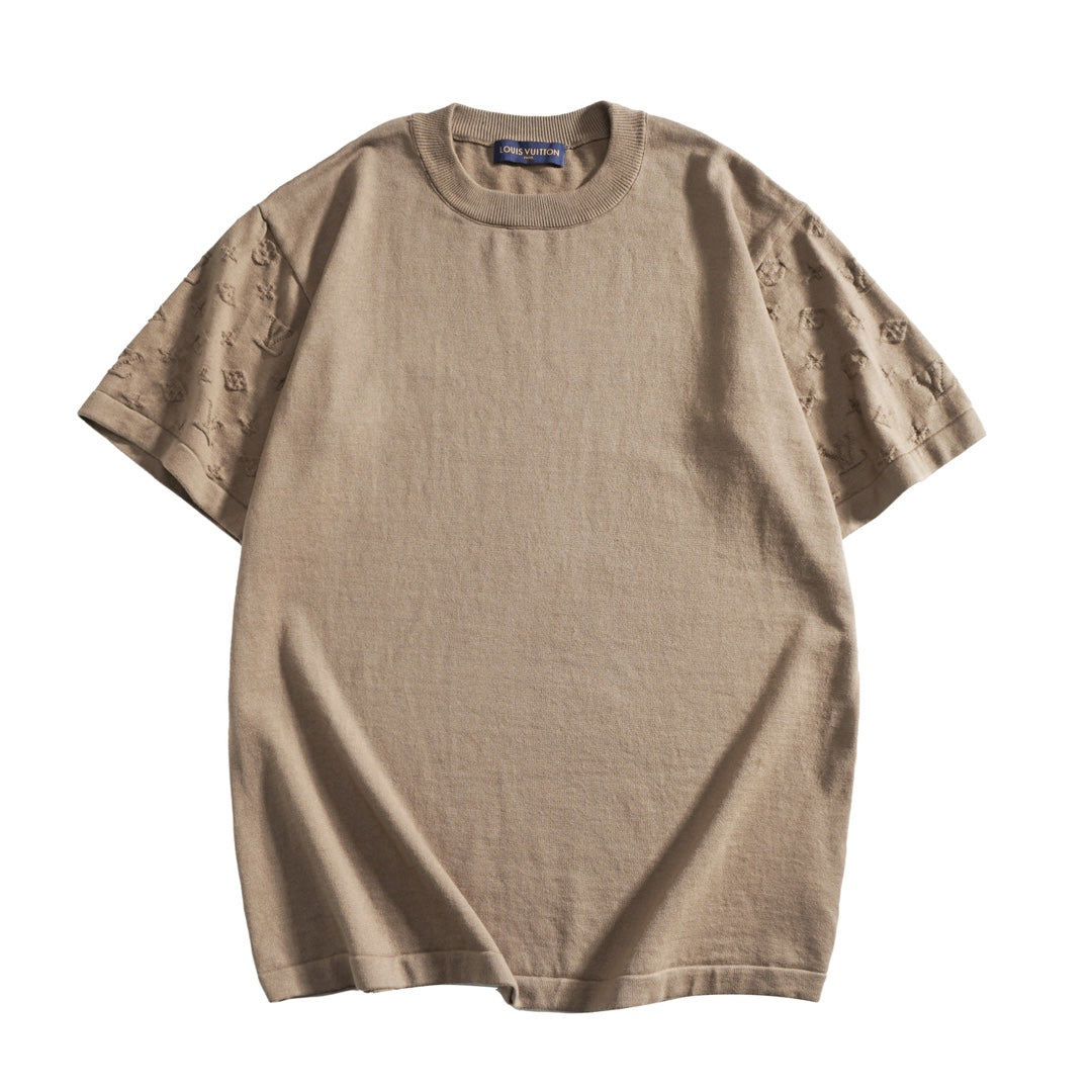 260616 High-quality new lace-patterned jacquard knitted T-shirt