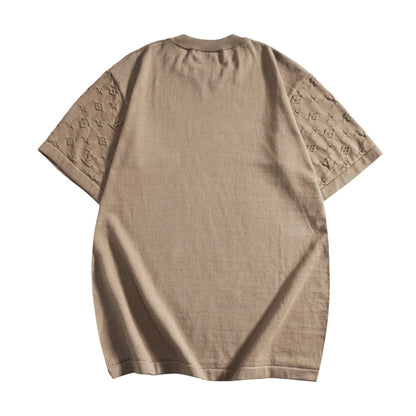 260616 High-quality new lace-patterned jacquard knitted T-shirt