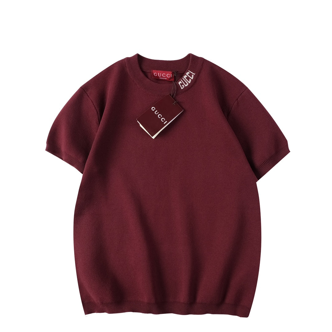 260616 High-quality new jacquard letter logo collar knitted T-shirt  以上翻译结果来自有道AI翻译标准模型· 通用场景