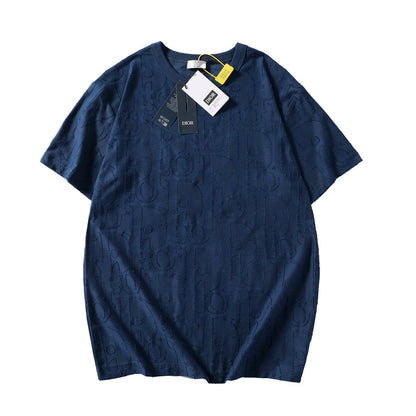 260616 High-quality new relief jacquard round-neck T-shirt