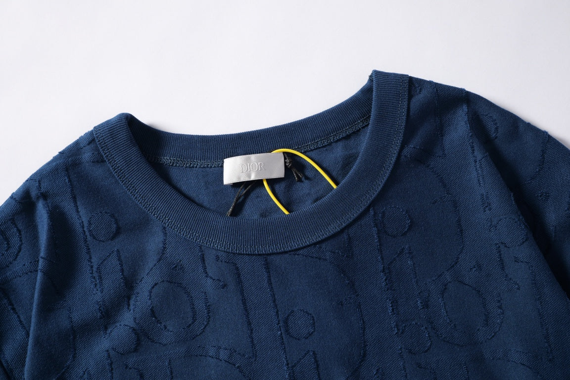260616 High-quality new relief jacquard round-neck T-shirt