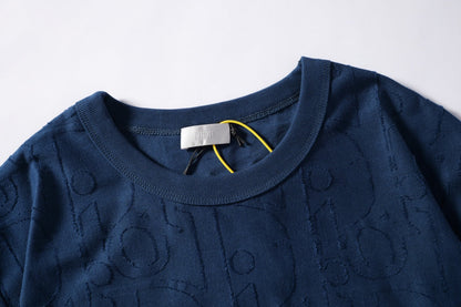 260616 High-quality new relief jacquard round-neck T-shirt