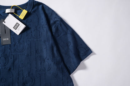 260616 High-quality new relief jacquard round-neck T-shirt