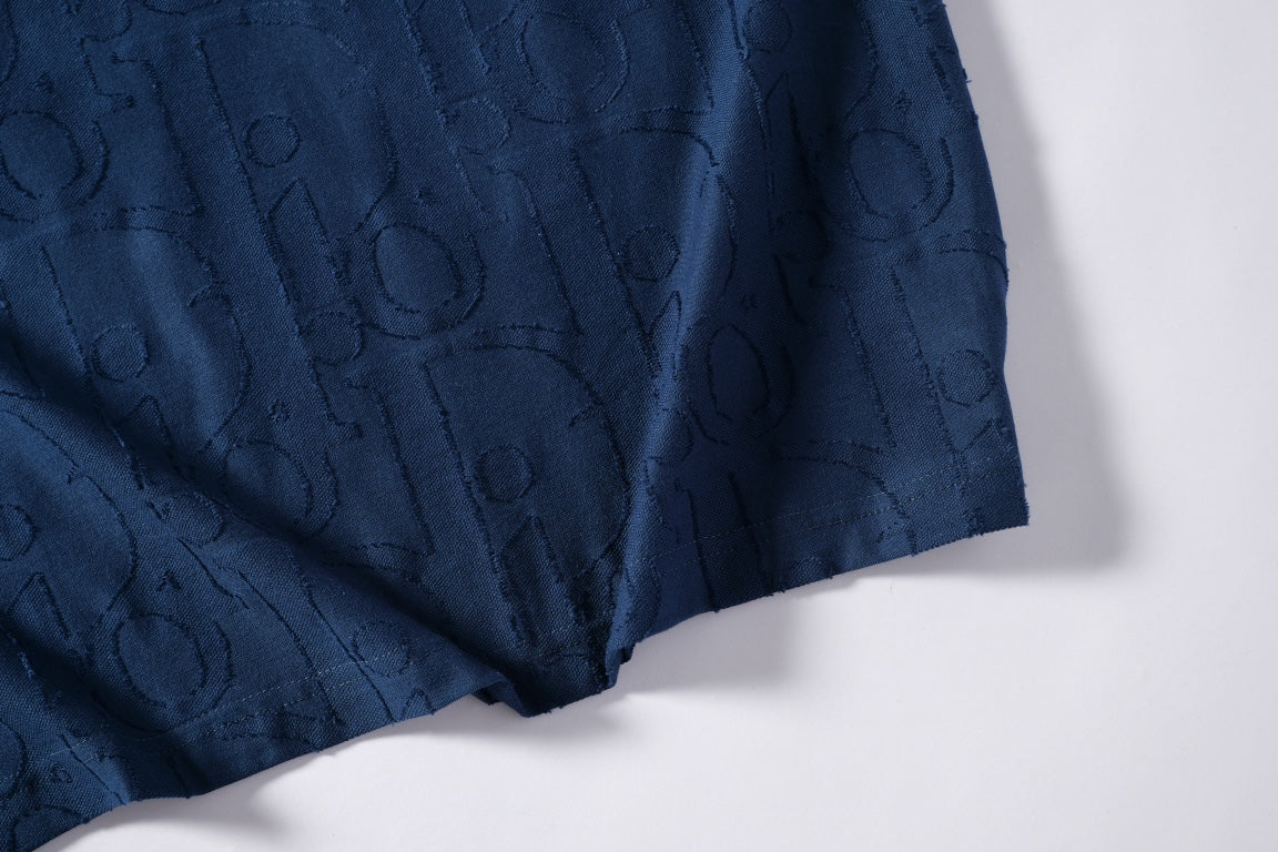 260616 High-quality new relief jacquard round-neck T-shirt