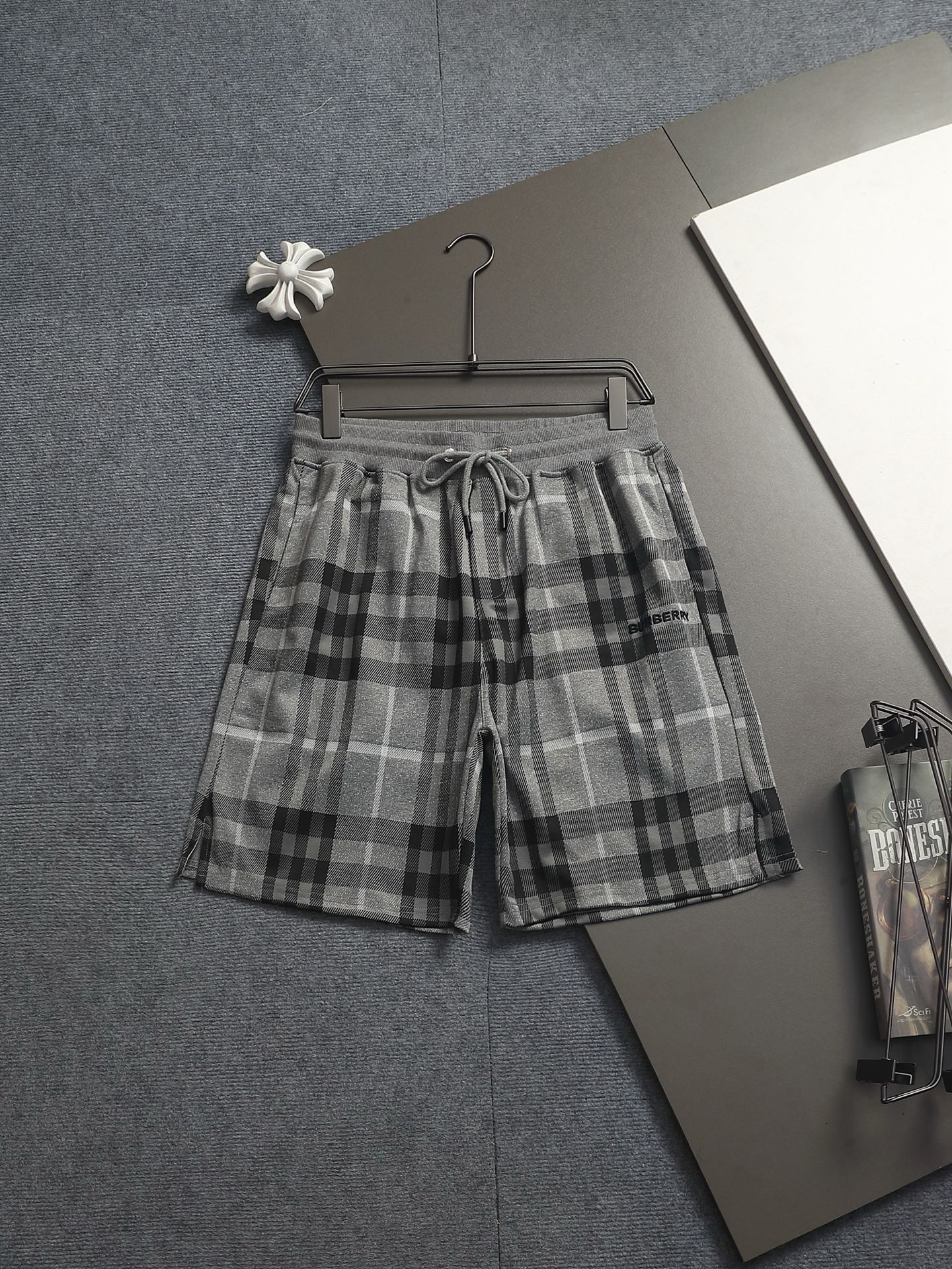 260616 High-quality new washed towel fabric checked shorts