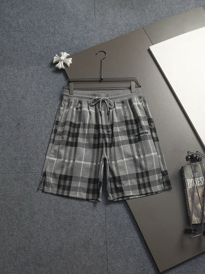 260616 High-quality new washed towel fabric checked shorts