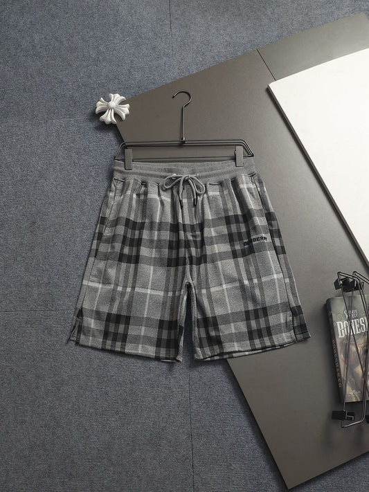 260616 High-quality new washed towel fabric checked shorts