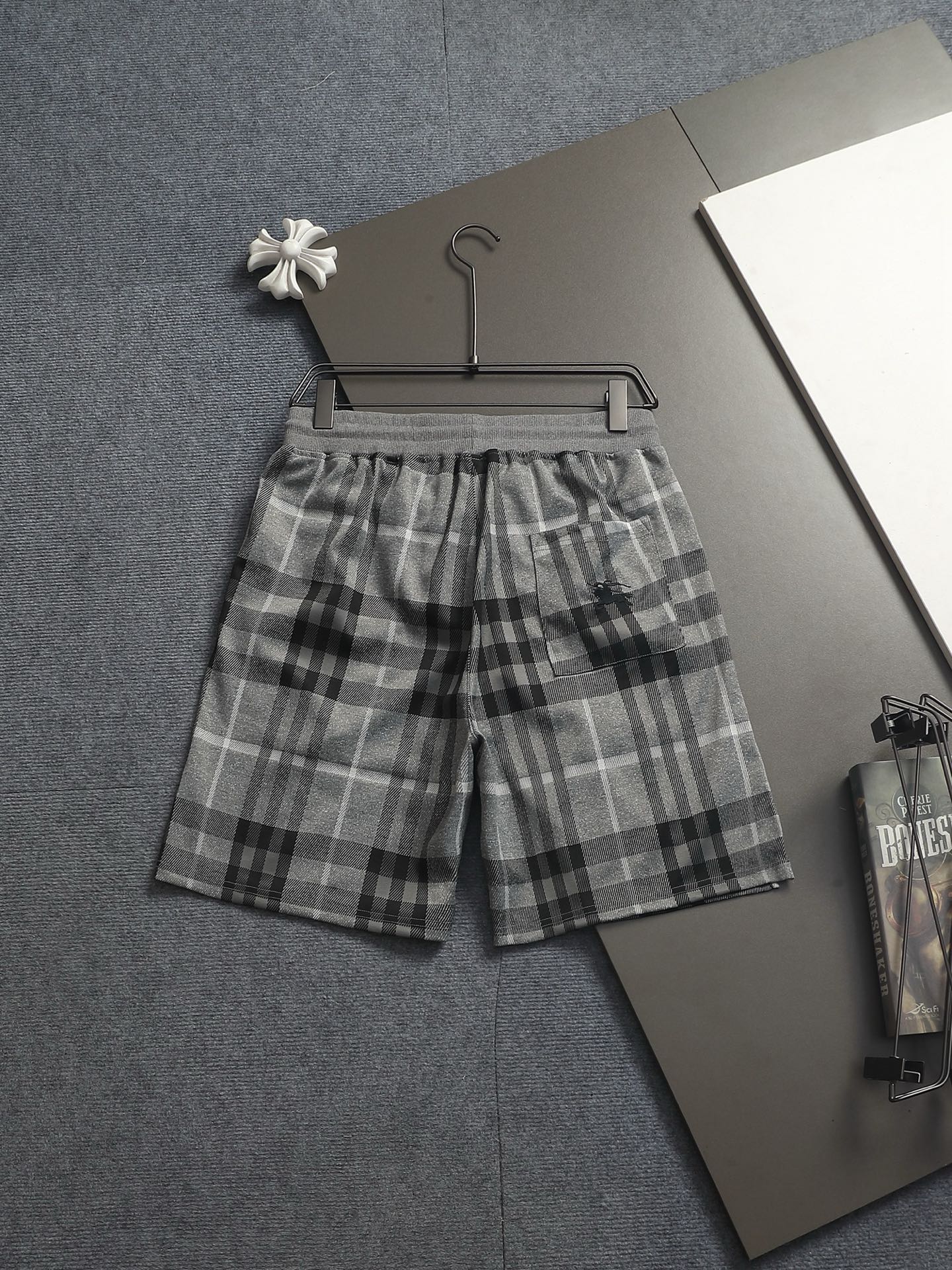 260616 High-quality new washed towel fabric checked shorts