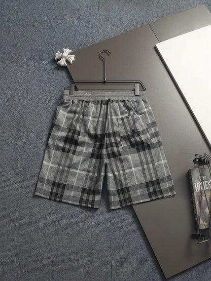 260616 High-quality new washed towel fabric checked shorts