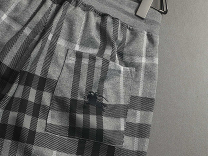 260616 High-quality new washed towel fabric checked shorts