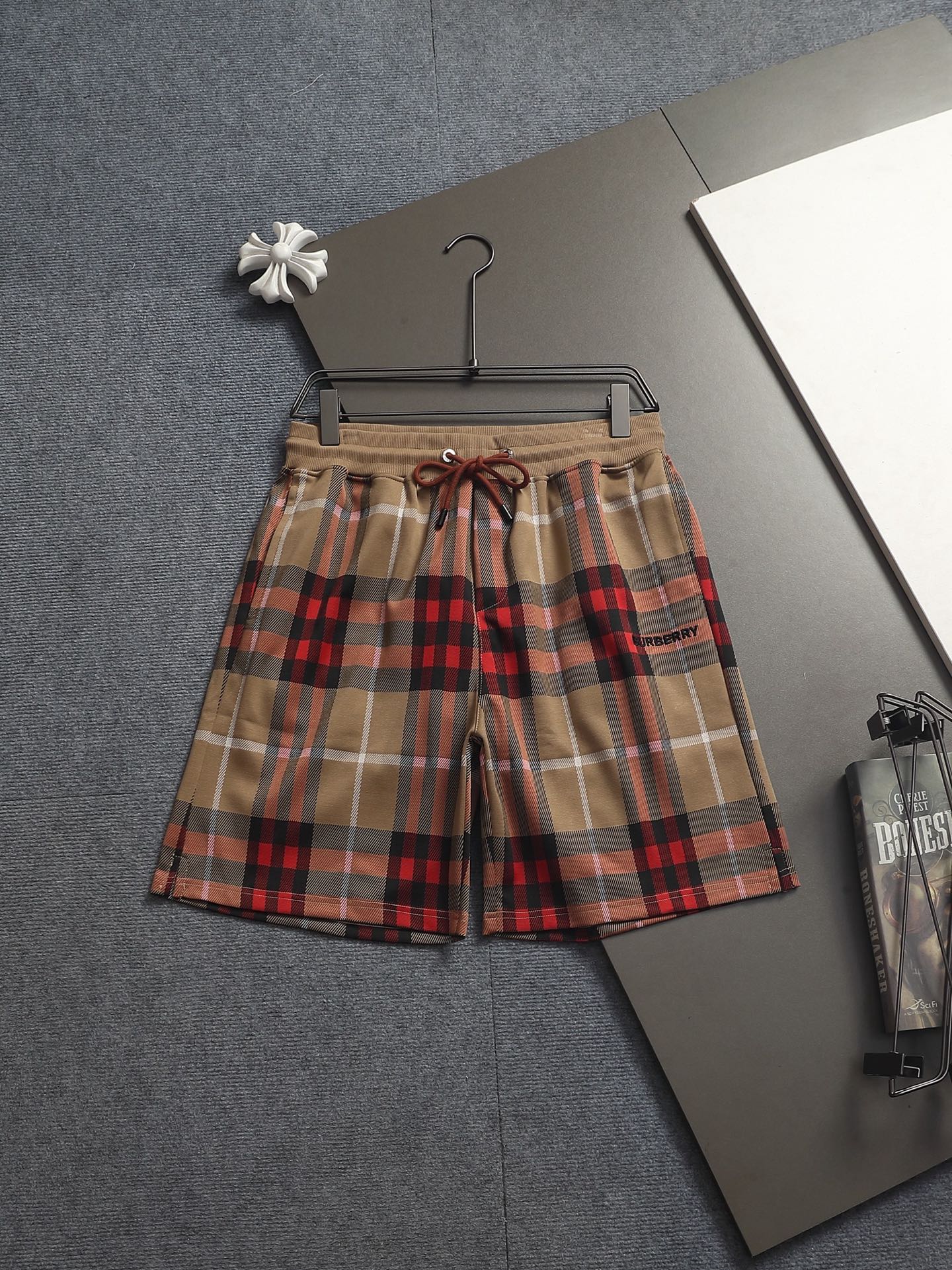 260616 High-quality new washed towel fabric checked shorts