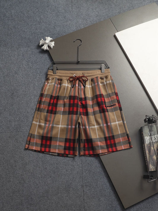 260616 High-quality new washed towel fabric checked shorts