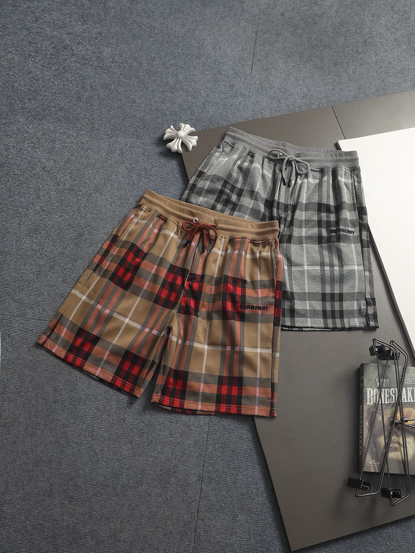 260616 High-quality new washed towel fabric checked shorts