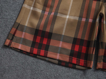 260616 High-quality new washed towel fabric checked shorts