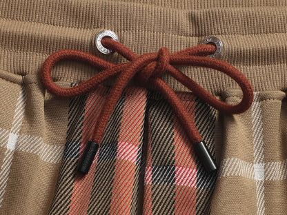 260616 High-quality new washed towel fabric checked shorts