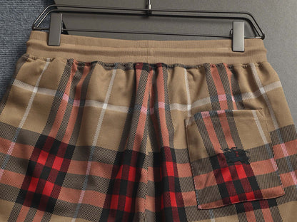 260616 High-quality new washed towel fabric checked shorts