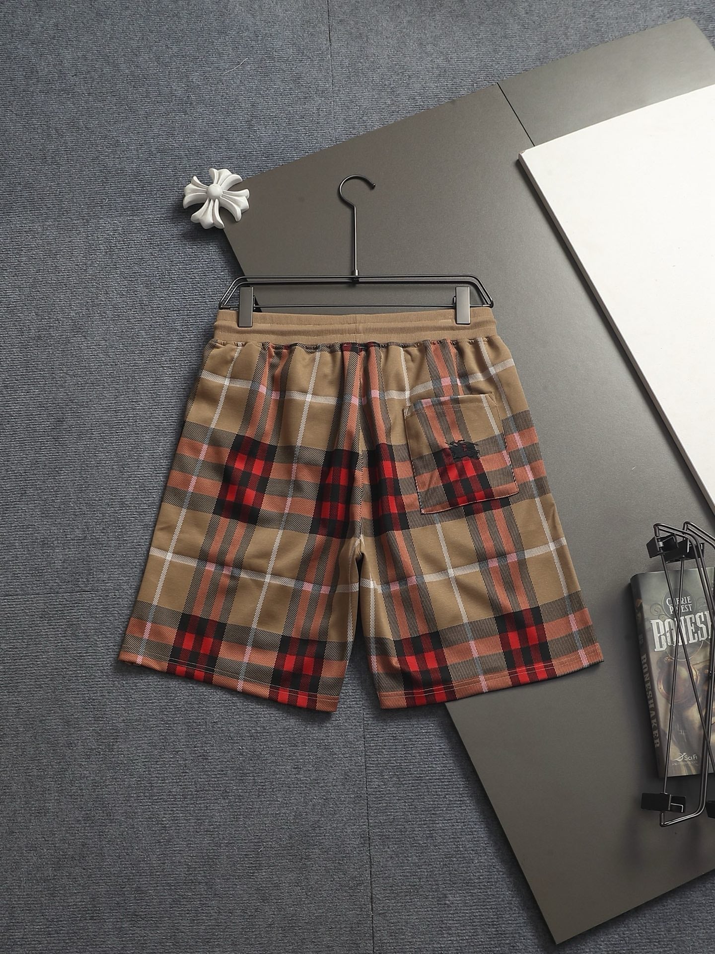 260616 High-quality new washed towel fabric checked shorts