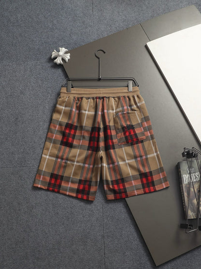260616 High-quality new washed towel fabric checked shorts