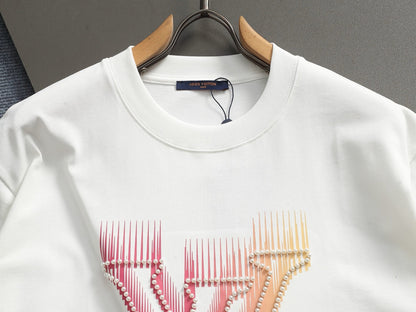 260616 High-quality new printed hand-beaded short-sleeved T-shirt