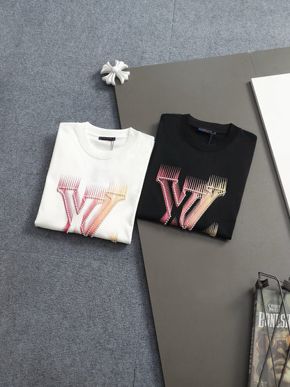 260616 High-quality new printed hand-beaded short-sleeved T-shirt