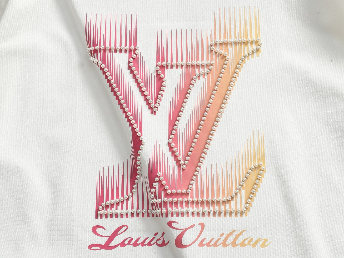 260616 High-quality new printed hand-beaded short-sleeved T-shirt