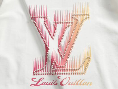 260616 High-quality new printed hand-beaded short-sleeved T-shirt