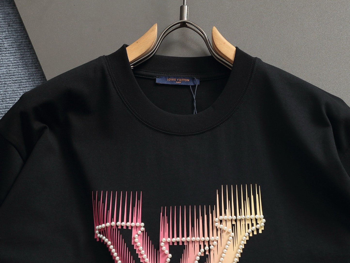 260616 High-quality new printed hand-beaded short-sleeved T-shirt