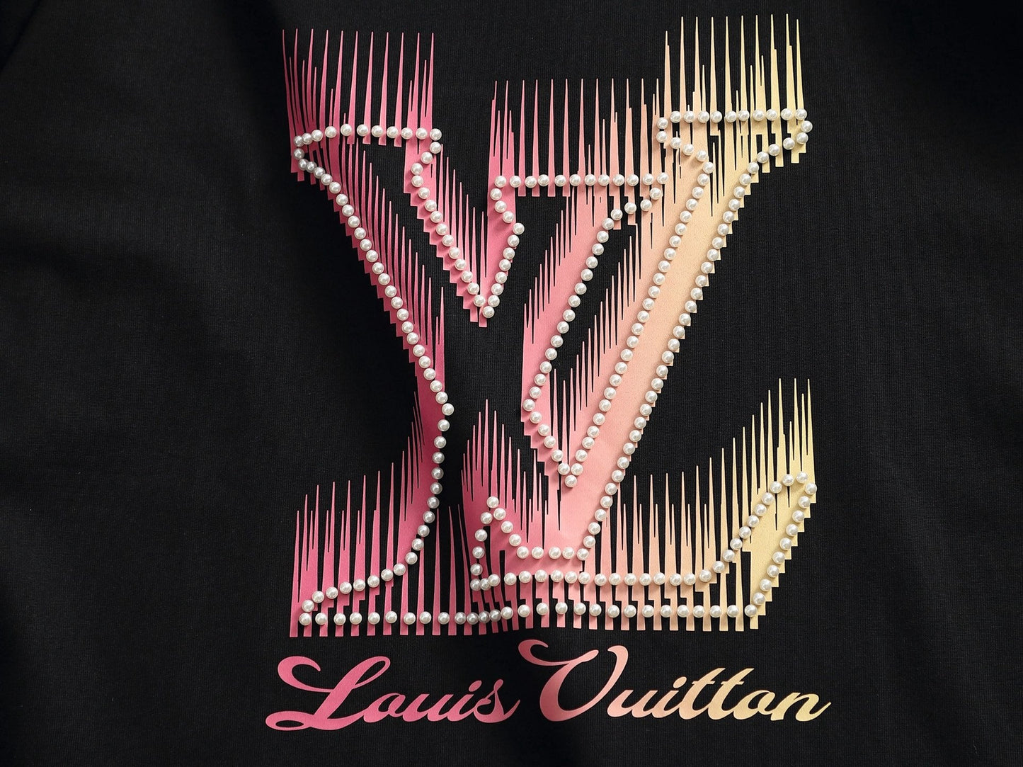 260616 High-quality new printed hand-beaded short-sleeved T-shirt