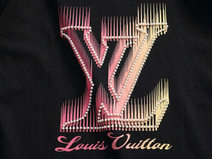 260616 High-quality new printed hand-beaded short-sleeved T-shirt