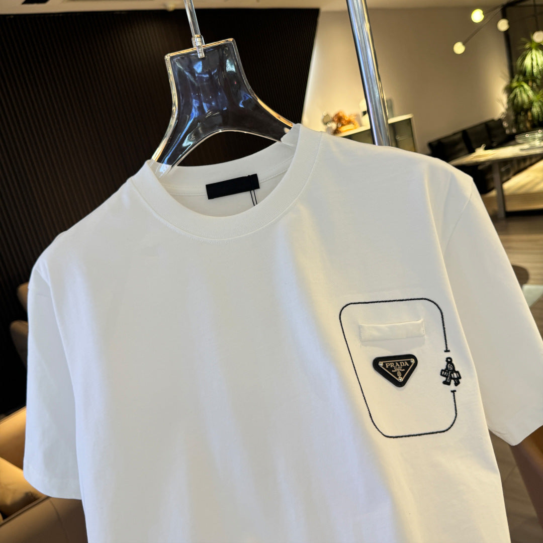260616 High-quality new embroidery technique logo letter short-sleeved shirt