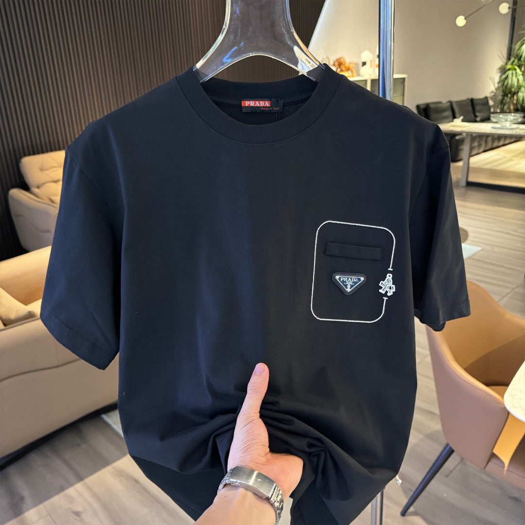 260616 High-quality new embroidery technique logo letter short-sleeved shirt
