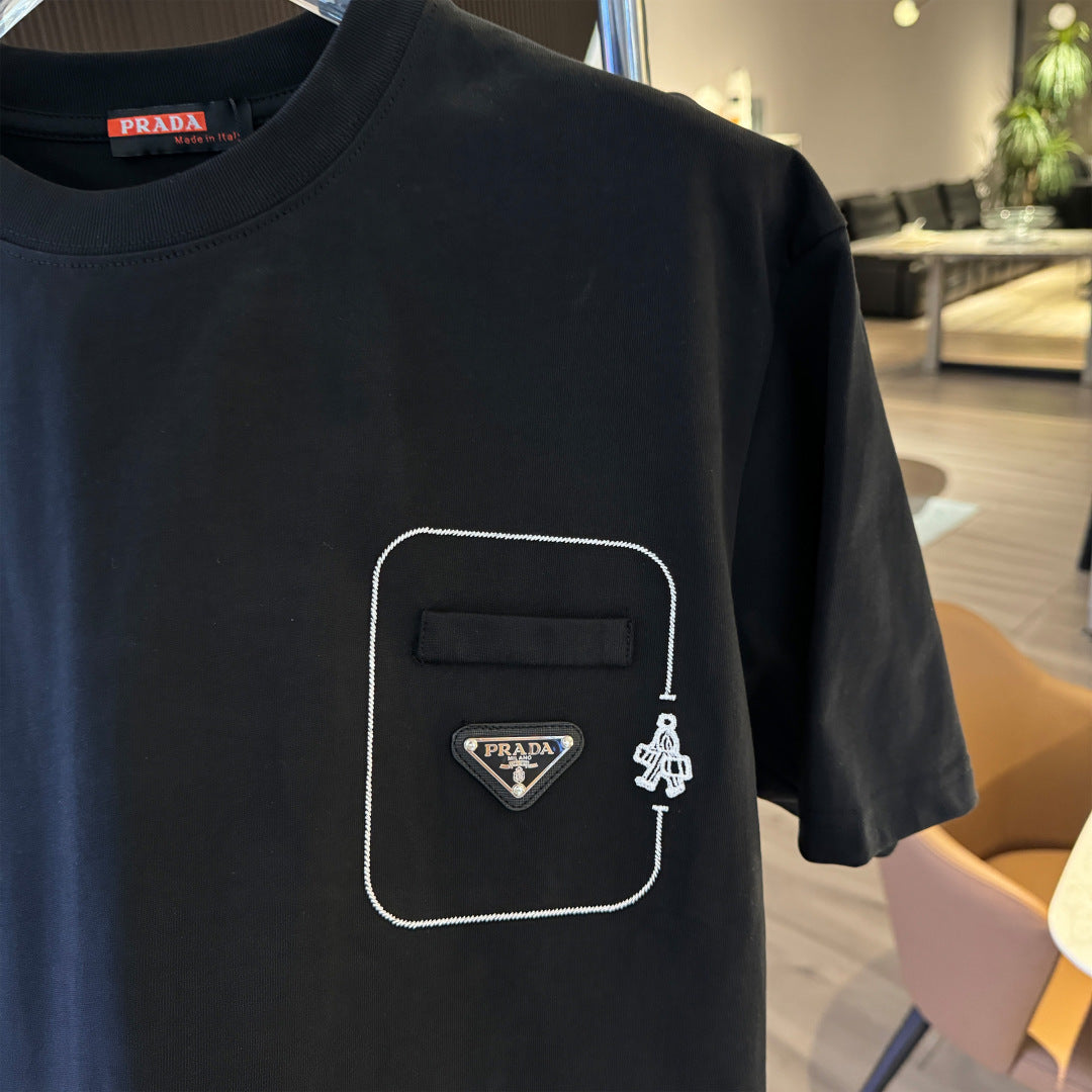260616 High-quality new embroidery technique logo letter short-sleeved shirt