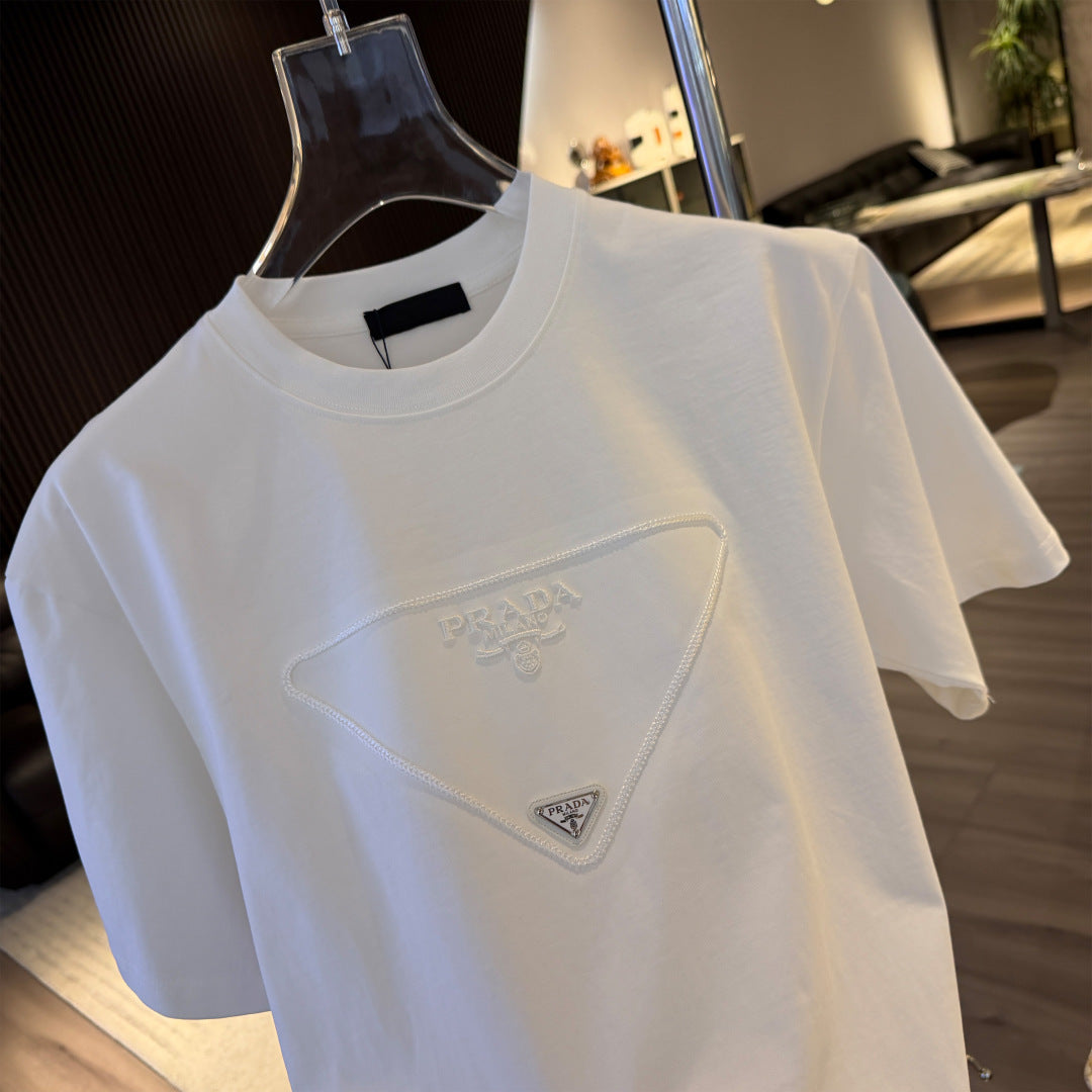 260616 High-quality new embroidery technique logo letter short-sleeved shirt
