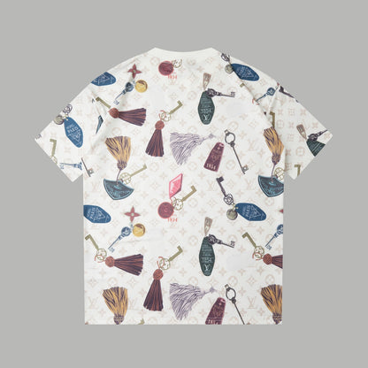 260624 High-quality new direct injection fully printed key letter short-sleeved shirt