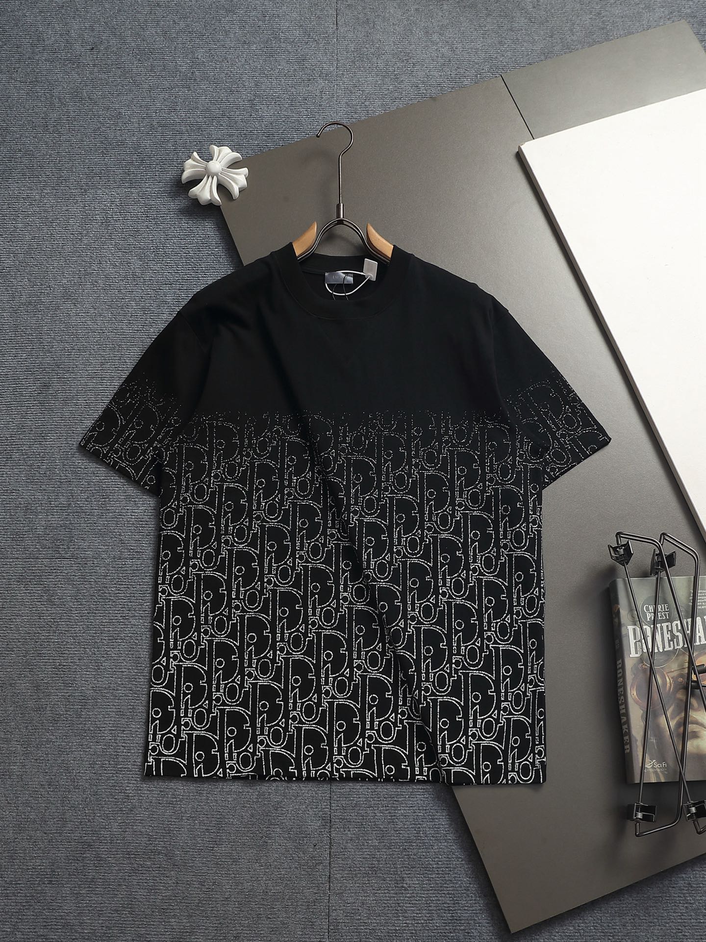 260624 High-quality new gradient dotted print letter T-shirt