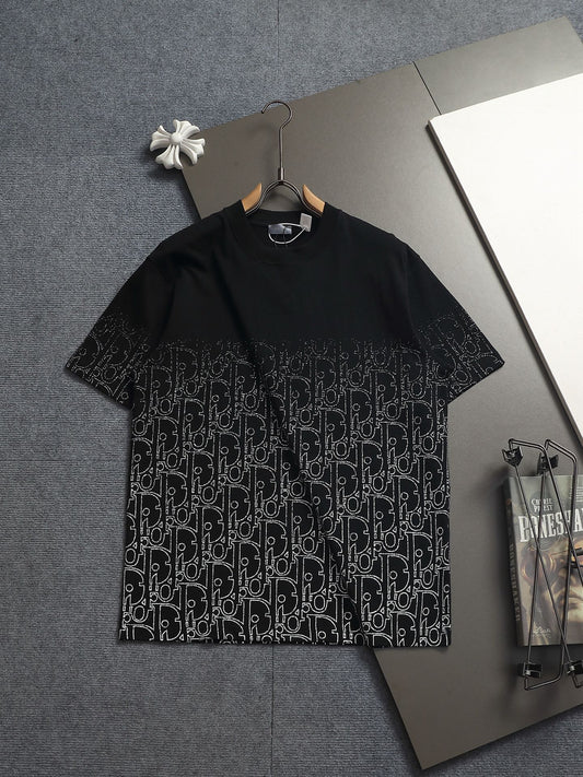 260624 High-quality new gradient dotted print letter T-shirt