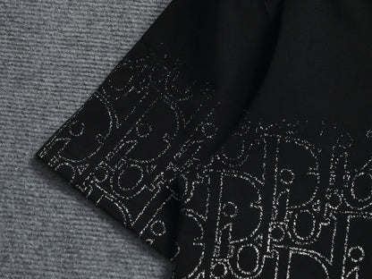 260624 High-quality new gradient dotted print letter T-shirt