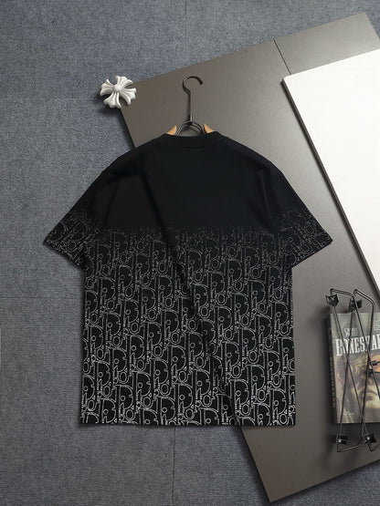 260624 High-quality new gradient dotted print letter T-shirt