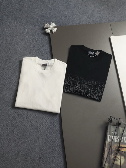 260624 High-quality new gradient dotted print letter T-shirt