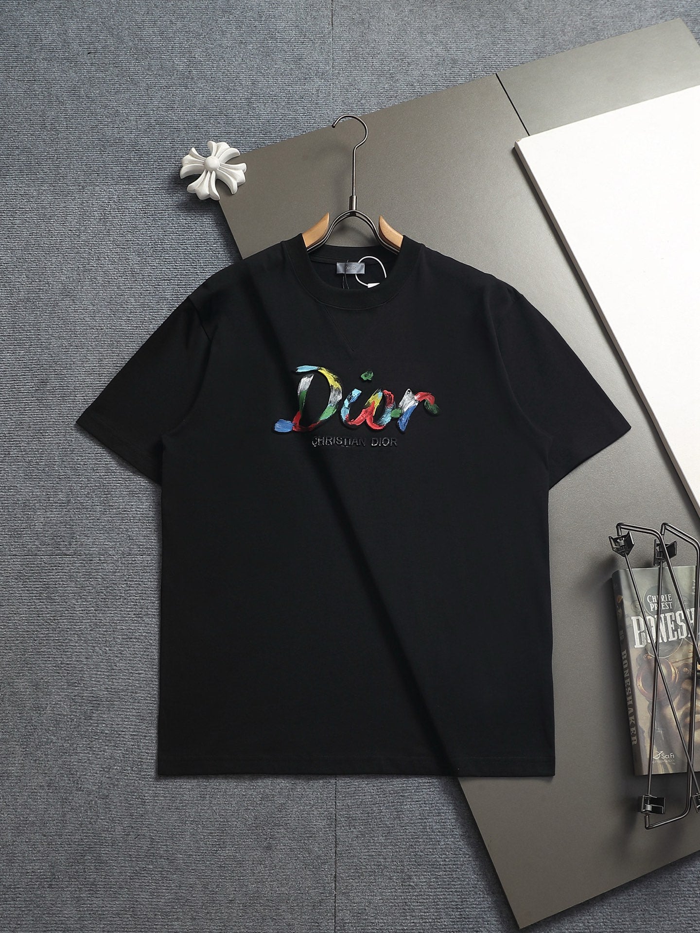 260624 High-quality new lettering raised-color hand-painted craft T-shirt