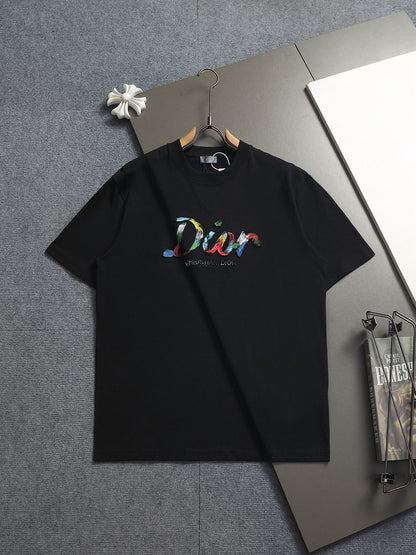 260624 High-quality new lettering raised-color hand-painted craft T-shirt