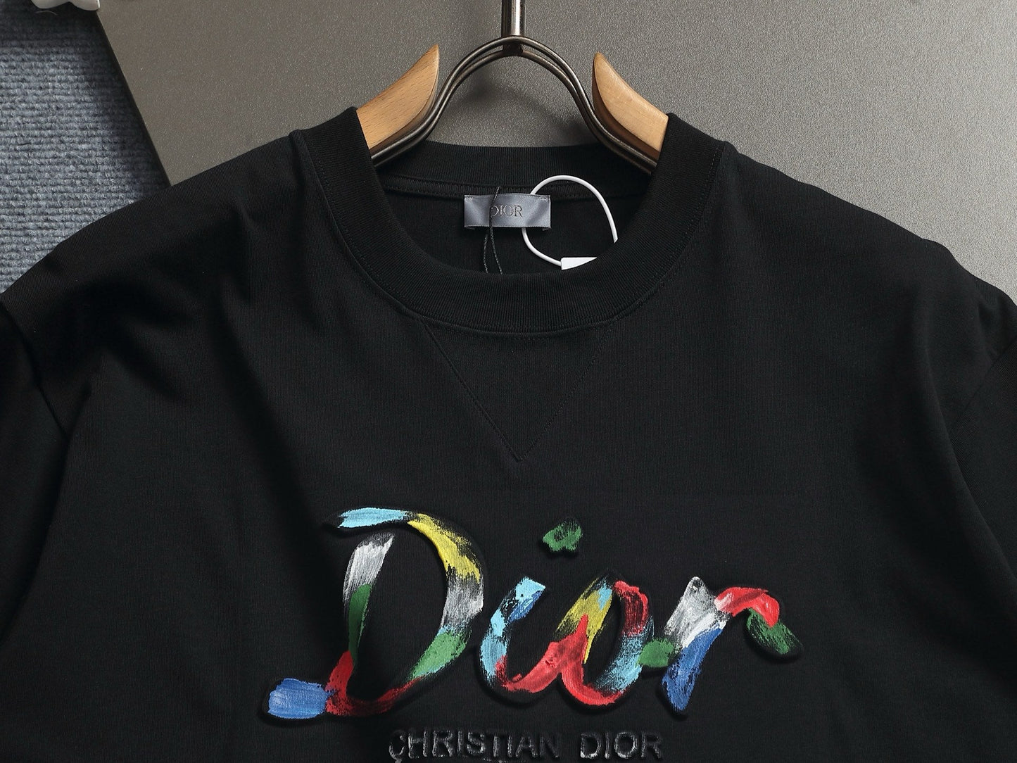 260624 High-quality new lettering raised-color hand-painted craft T-shirt