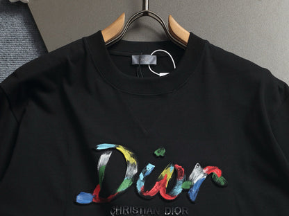 260624 High-quality new lettering raised-color hand-painted craft T-shirt