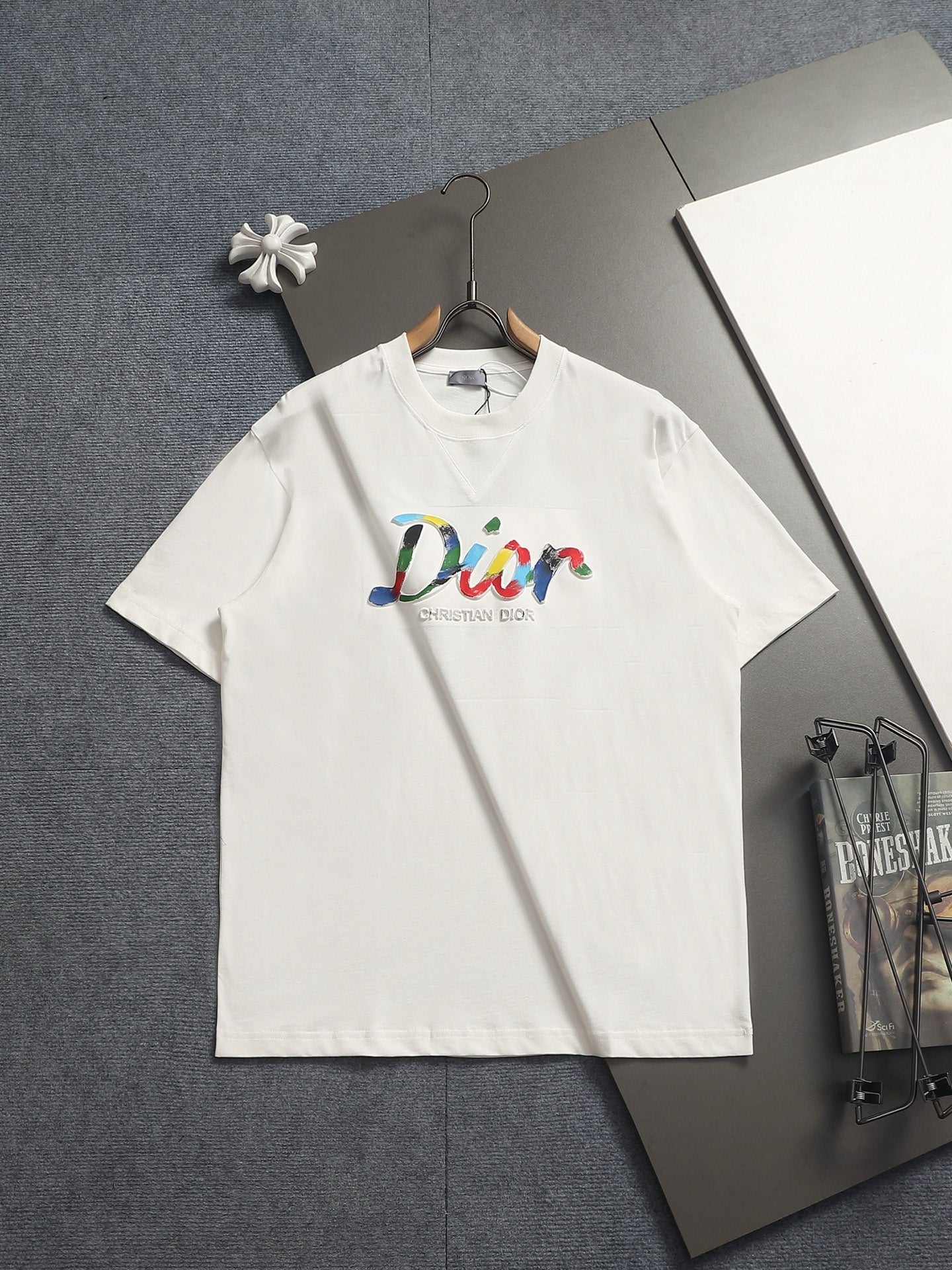 260624 High-quality new lettering raised-color hand-painted craft T-shirt