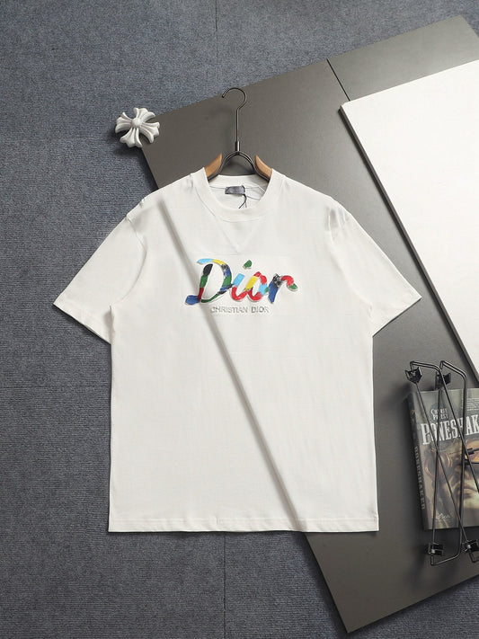 260624 High-quality new lettering raised-color hand-painted craft T-shirt