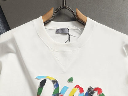 260624 High-quality new lettering raised-color hand-painted craft T-shirt