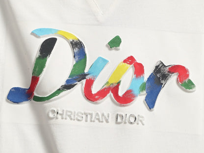 260624 High-quality new lettering raised-color hand-painted craft T-shirt