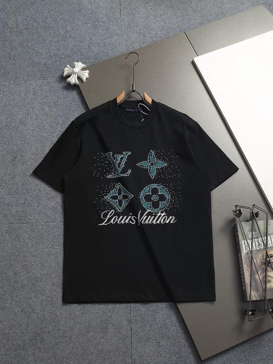 260624 High-quality new embroidered and rhinestone-studded T-shirt