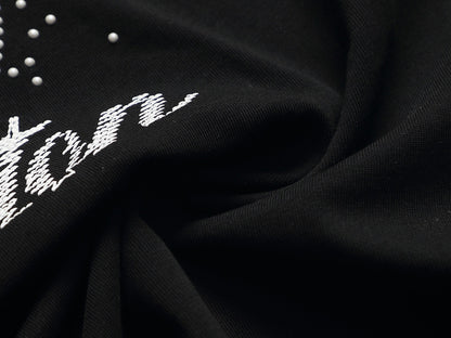 260624 High-quality new embroidered and rhinestone-studded T-shirt